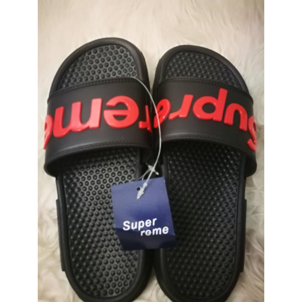 supreme red flip flops