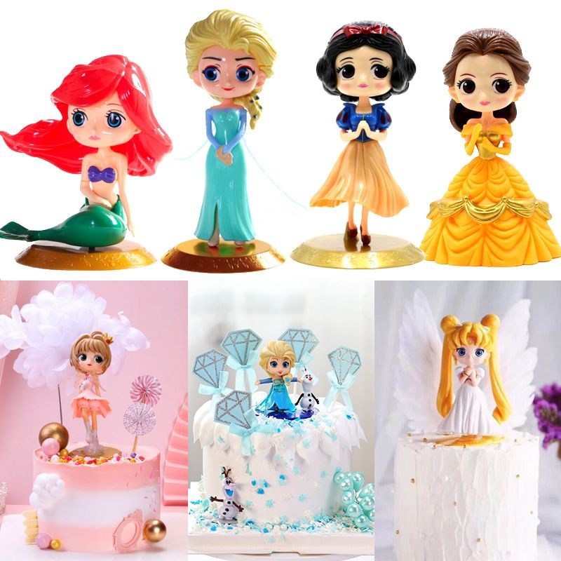 Cute Cartoon ELSA & ANNA Princess Girl Birthday Cake Decoration Baby First  Year Party Plastic And Solid Doll Decoration | Shopee Malaysia