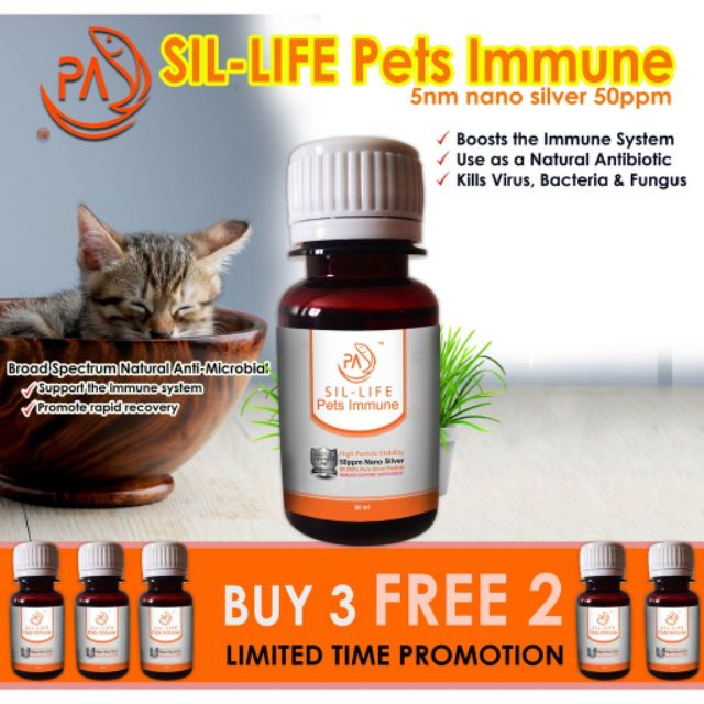 SIL-LIFE pets immune 50ppm kucing dog cat kitten puppy colloidal 