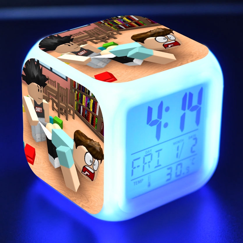 Game Roblox Alarm Clock with LED 7 Colors Light Digital Night