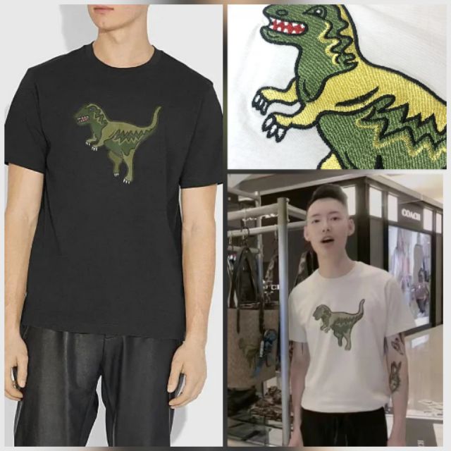 READY STOCK)Embroidery📣COACH NOT Print Logo Classic 1941 series Rexy  dinosaur embroidery couple short sleeve T-shirt! | Shopee Malaysia