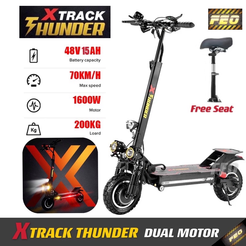 Xtrack Thunder V2 Adults Electric Scooter 1600W Dual Motor Folding E