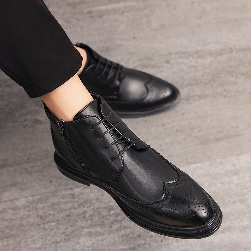 high cut formal leather shoes