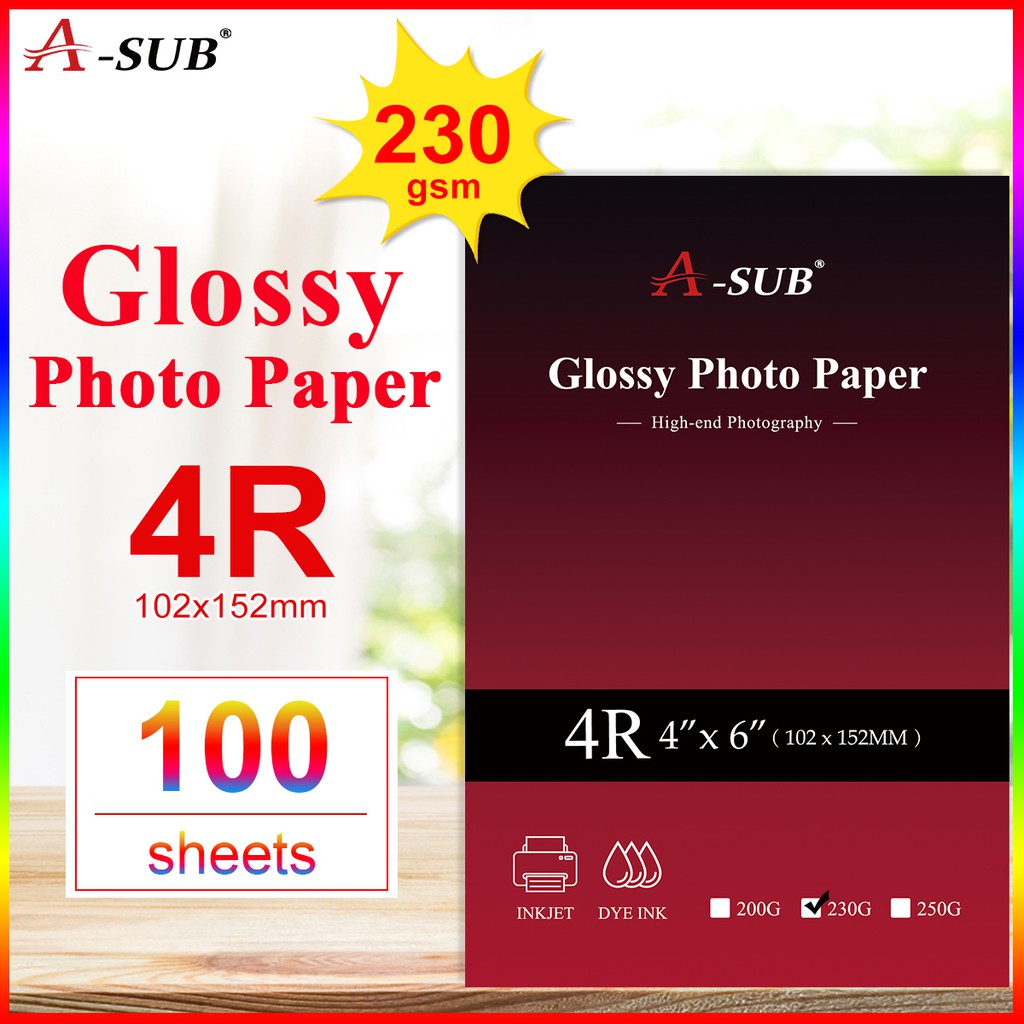ASUB 4R Waterproof Glossy Photo Paper 230gsm 100sheets Shopee Malaysia