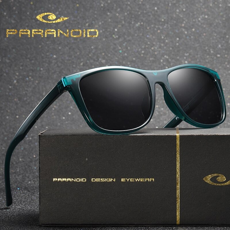 PARANOID Vintage Sunglasses Polarized UV400 Men's Sun Glasses Driving Black Square Oculos Spek Cermin Mata Hitam