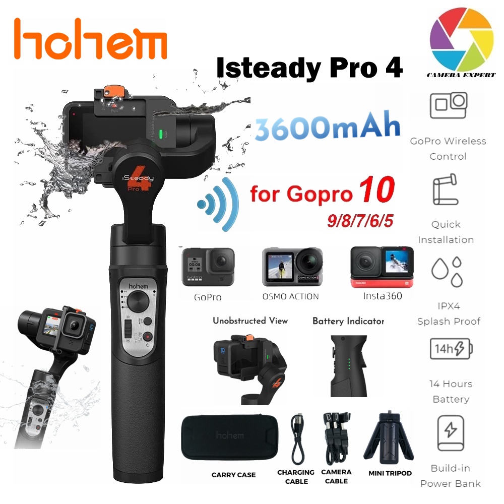 Hohem iSteady Pro 4 Cámaras de acción Gimbal Handheld Gimbal Stabilizer 3 Axis IPX4 Splash Proof