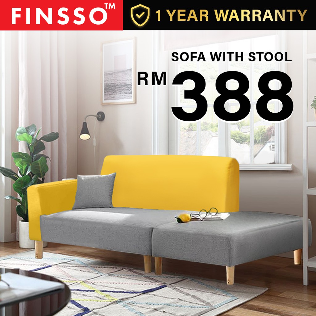 FINSSO: Hannah 2- Seater Velvet Sofa with stool FREE 2 Small Pillows - Affordable [FREE INSTALLATION]