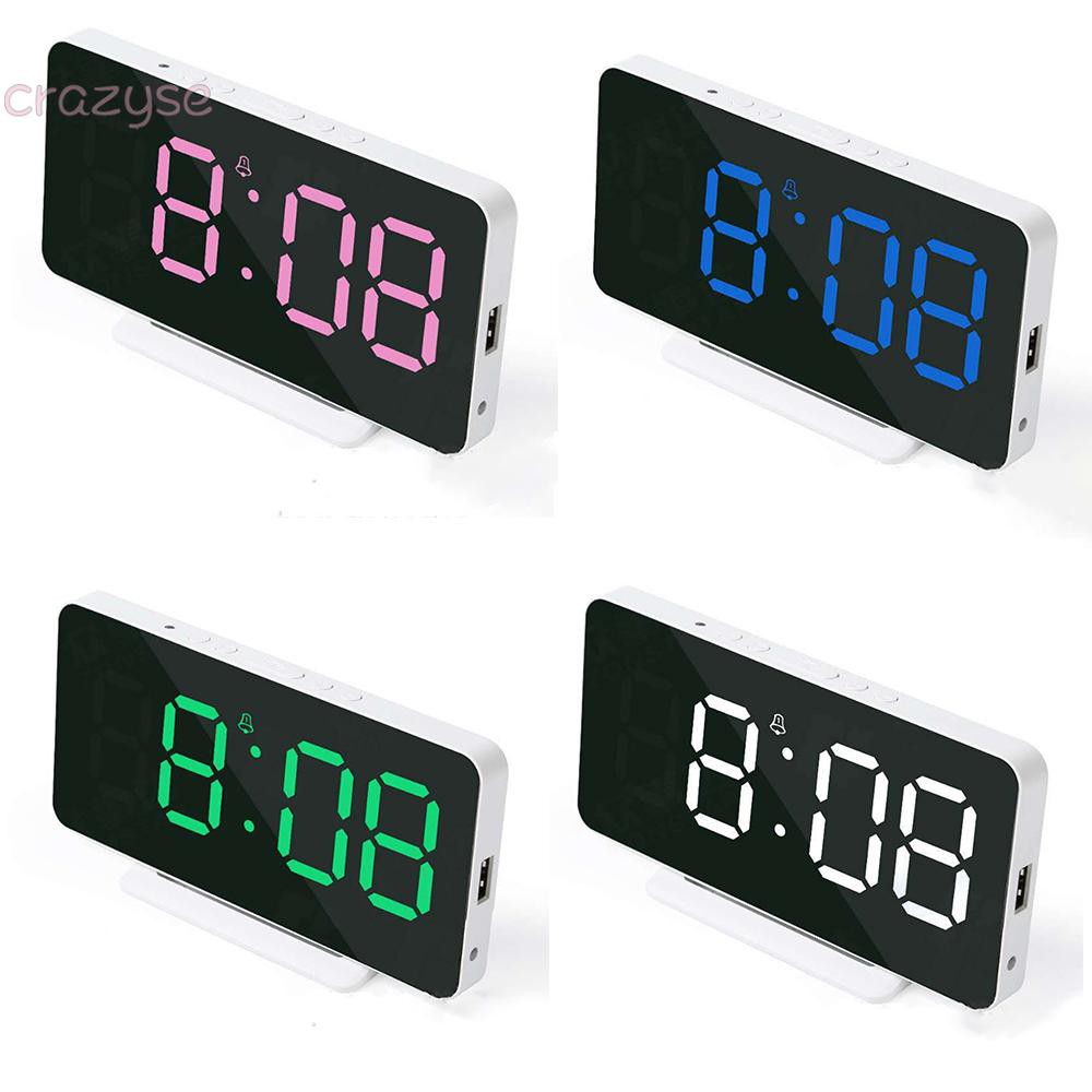 Details about   Mirror Digital Alarm Clock LED Display Portable Modern USB Battery Night Mode 