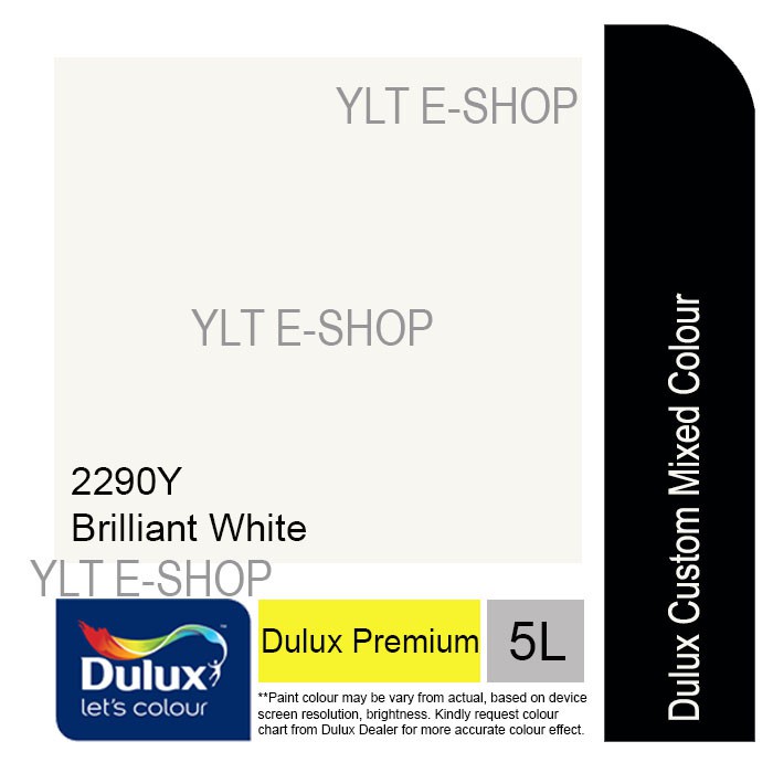 Dulux Premium 5L 2290Y Brilliant White / White Only EasyClean