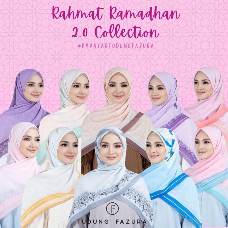 TUDUNG FAZURA RAHMAT RAMADHAN PRINTED PLAIN COLLECTION BAWAL SQUARE ...