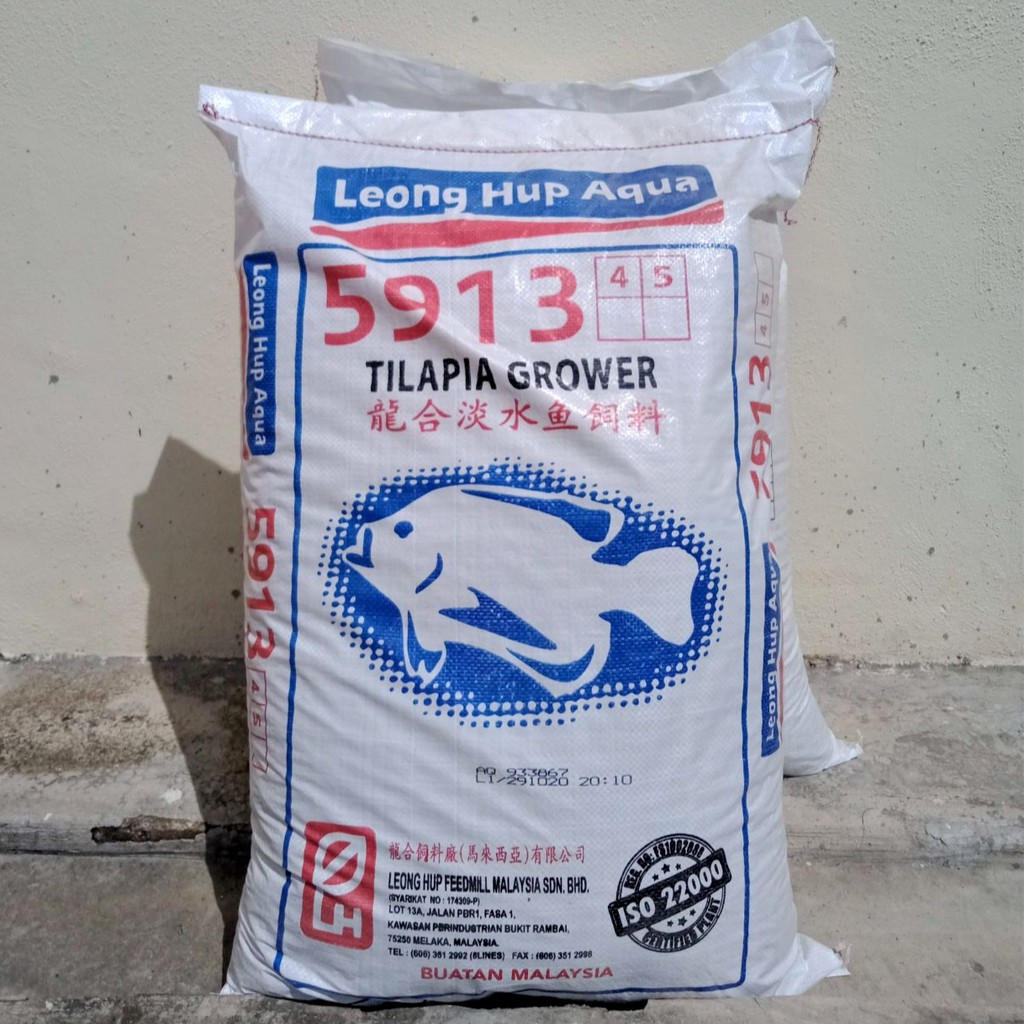 Leong Hup Aqua Makanan Tilapia Pelet 20kg 5912 Starter 5913 Grower