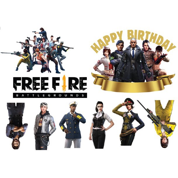 FREE FIRE cake topper cupcake topper deco paper birthday topper kek