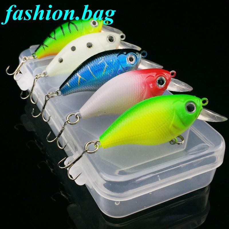 Lot 5Pcs Fishing Lures Kinds Of Minnow Fish Bass Tackle Hooks Baits Crankbait OF