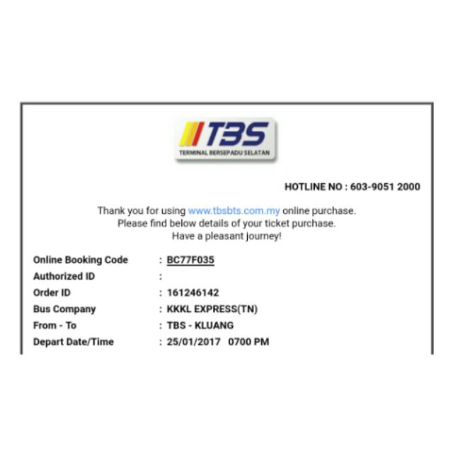 Ticket bus online tbs