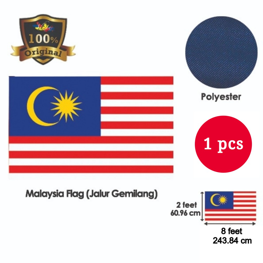 Malaysia Flag 2ft X 4ft Polyester Bendera Malaysia Per Pcs