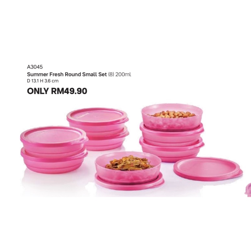 Tupperware Summer Fresh Round Small Set 200ml (4pcs/8pcs)