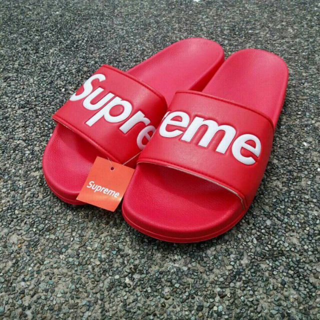supreme red flip flops