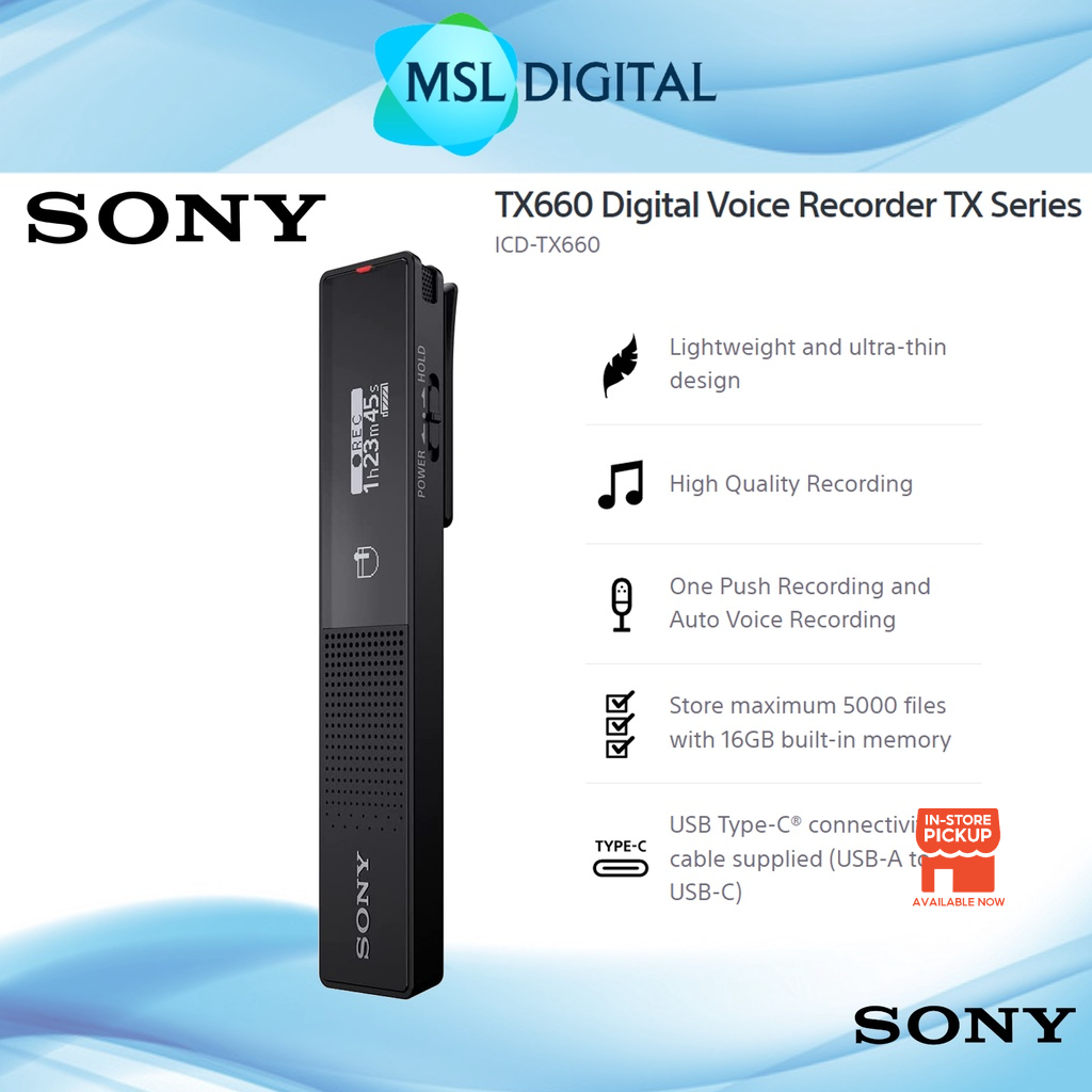 Sony ICDTX660 Digital Voice Recorder TX Series Auto Voice Recording
