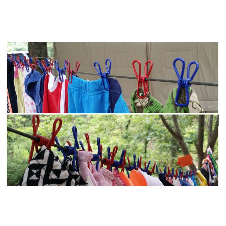 CLS] Ready Stock Multifunction 12 Spring Clips Elastic camping Colorful  Portable Hanger Drying Rack Rope Hanger - Shopee Malaysia