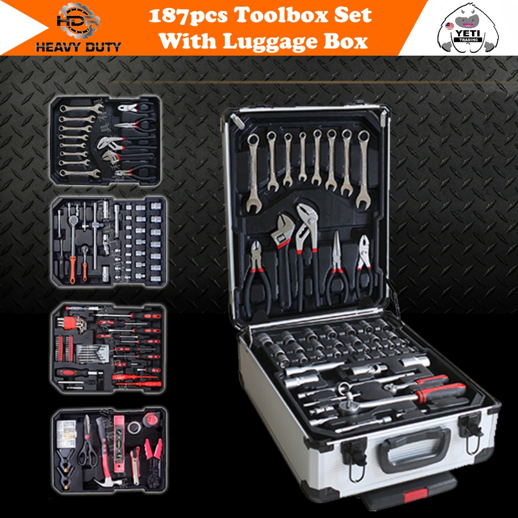 187pcs Tool Set Hand Tools Box Socket Set With Luggage Tool Box CRV T