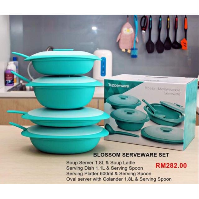 Tupperware Blossom Microwaveable Serveware Set + Box