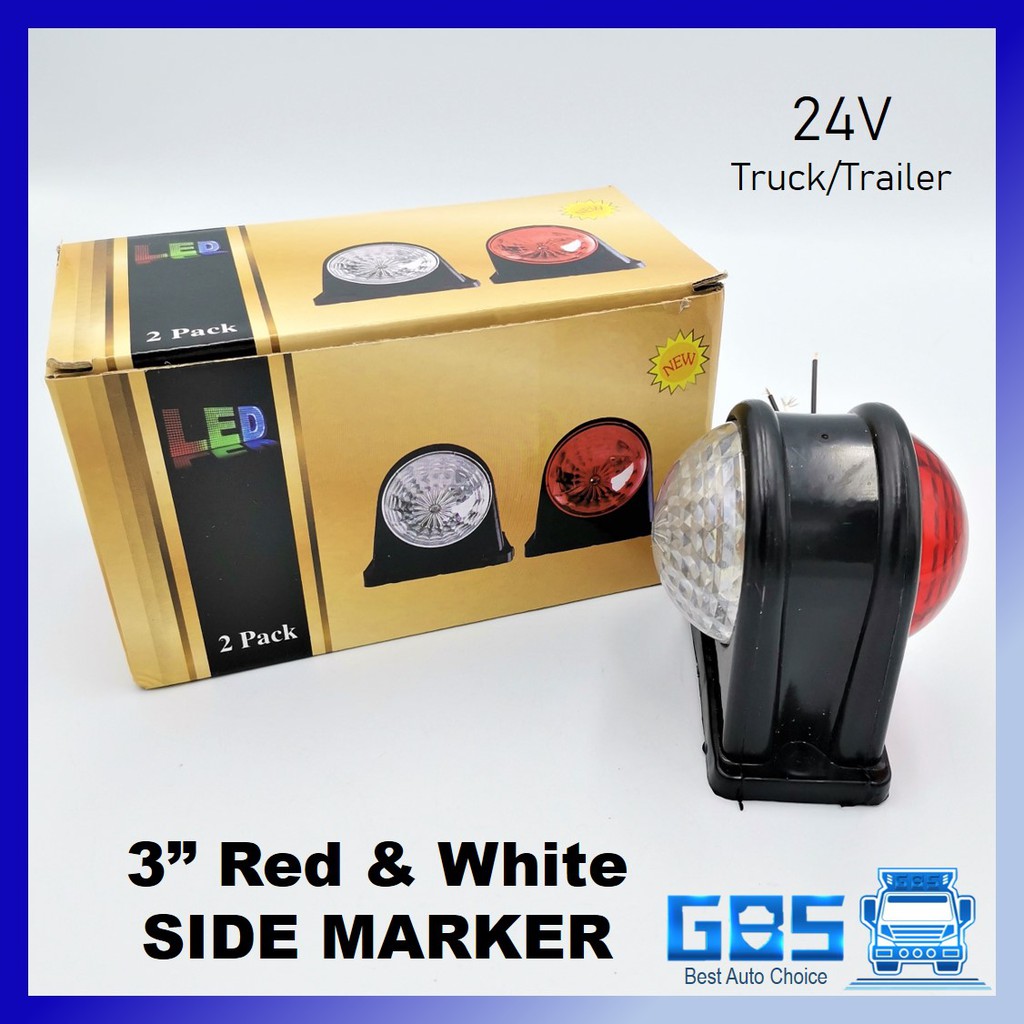 GBS Trailer LED Side Lamp 24V Red White Side Marker Side Light Lori Aksesori 0231-24V