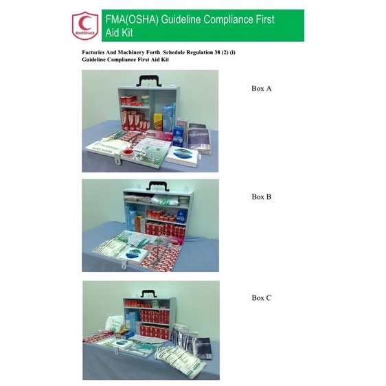 MediShield OSHA Workplace First Aid Kit by DOSH (BOX A,B,C) Shopee