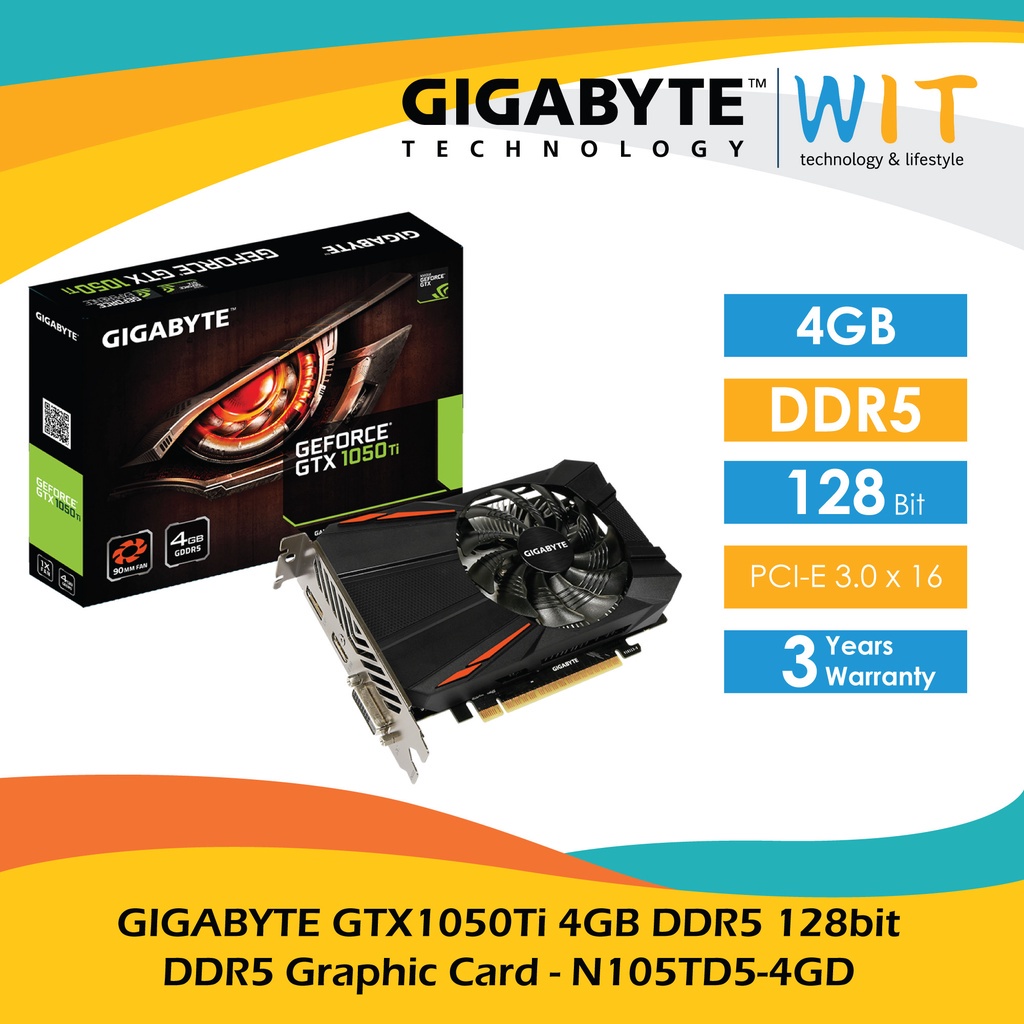 GIGABYTE GTX1050Ti 4GB DDR5 128bit Graphic Card - N105TD5-4GD