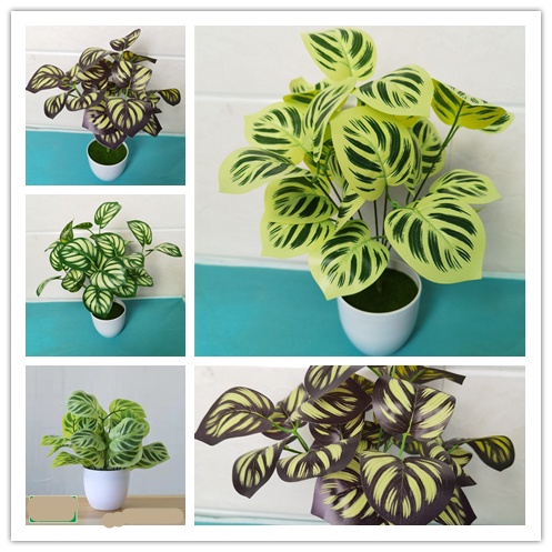 Hiasan bunga palsu Simulation Potted Plants Bonsai Home Decoration Scindapsus Aureus Leaves Wedding Celebration Decoration Fake/Artificial Flower Living Room Office Decorations