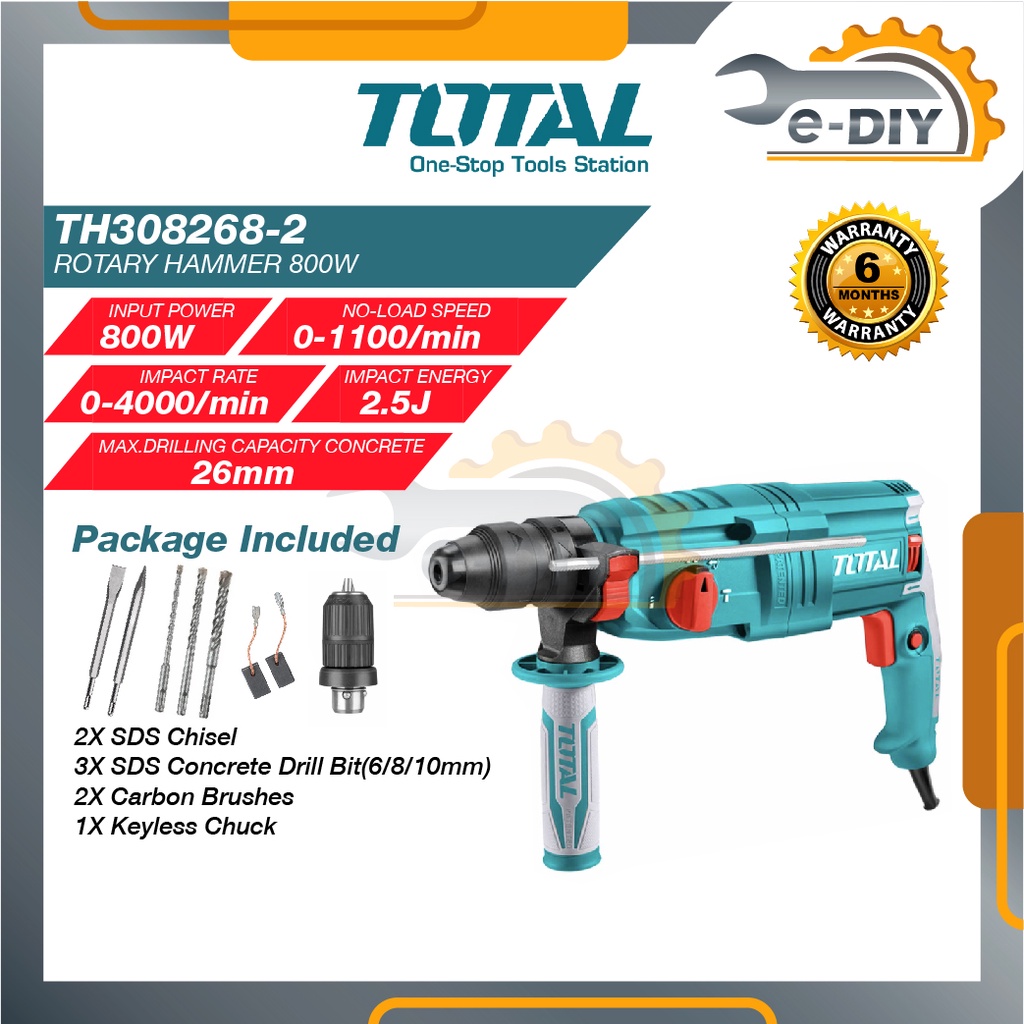Total TH308268-2 Rotary Hammer 800W Hammer Drill Rotary Hammer Drill ...