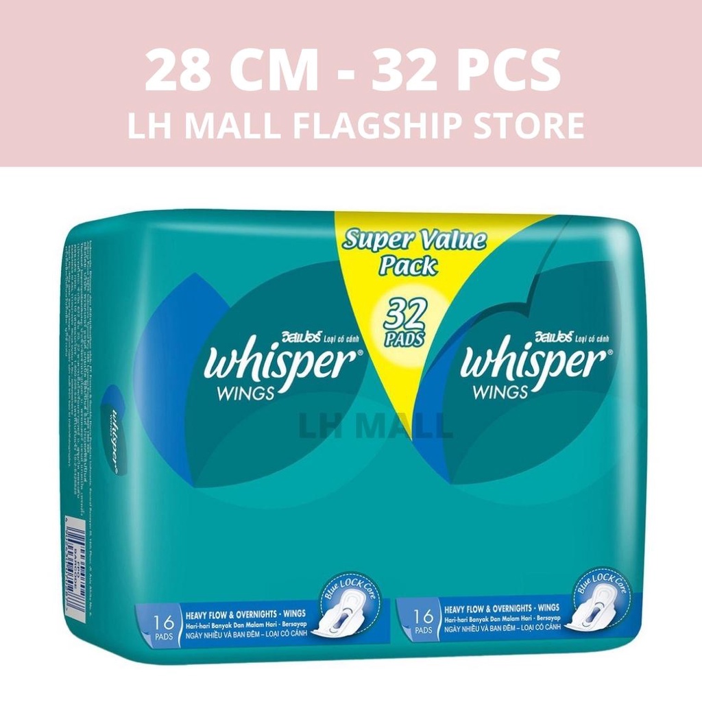Whisper Wings Heavy and Overnight Flow with Wings Sanitary Pad Super