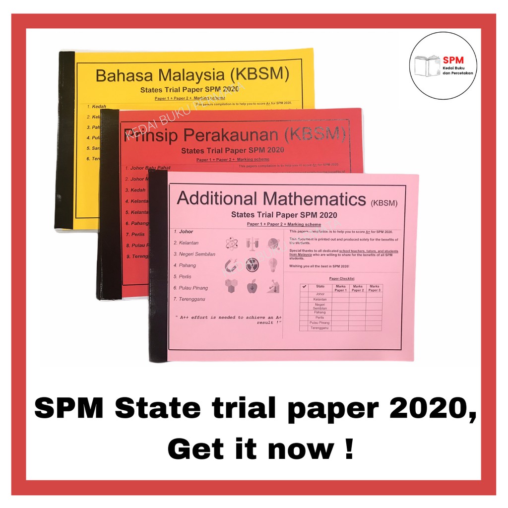 Hot New Spm State Trial Paper 2020 Koleksi Soalan Peperiksaan Percubaan Negeri Spm 2020 Terbaru With Mark Scheme Shopee Malaysia