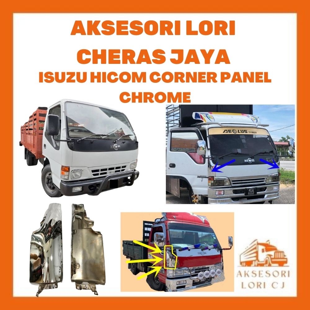 AKSESORI LORI CHERAS JAYA ISUZU NPR66 PIPI CHROME CORNER PANEL CHROME 1SET 2PCS 1TON 3TON