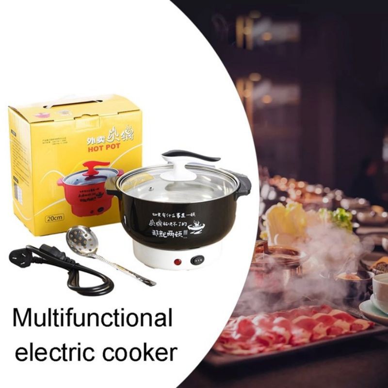 Electric Stainless Steel Rice Cooker Steamboat Skillet Pan Steamer periuk Hot Pot (RANDOM COLOUR)