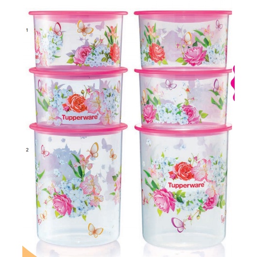 Tupperware One Touch Spring Garden Set (6pcs) 600ml / 1.25L