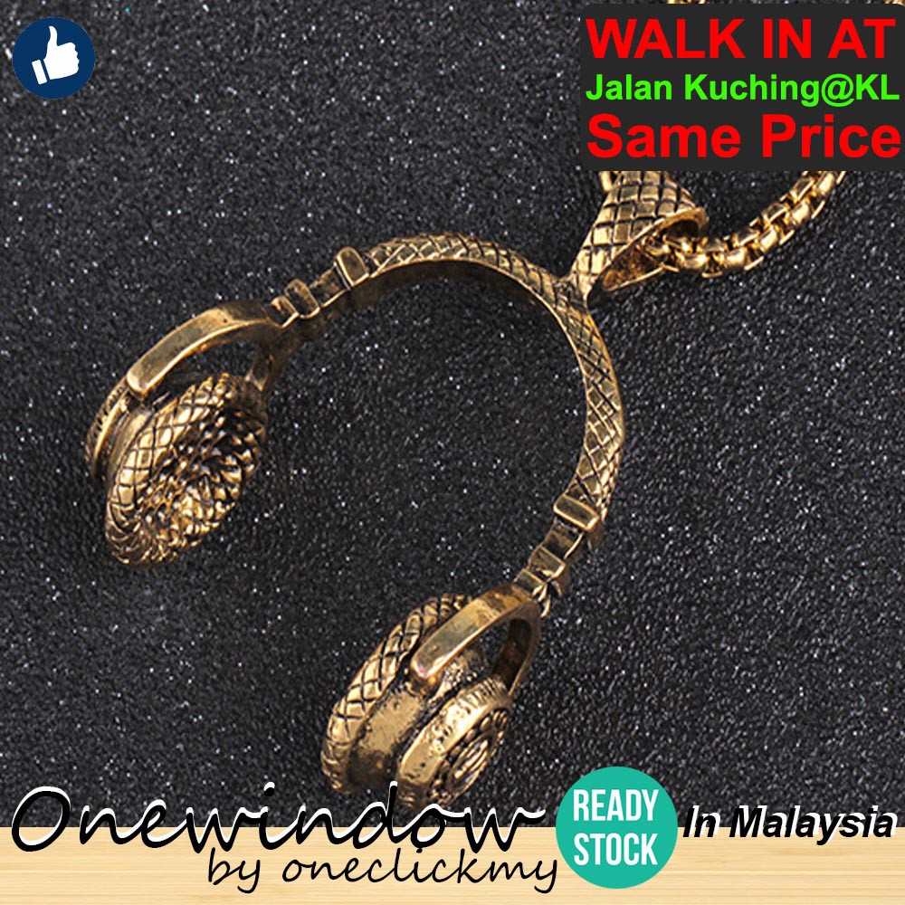 READY STOCK In Malaysia Creative Hip hop headphones necklace rock style Necklace Jewelry