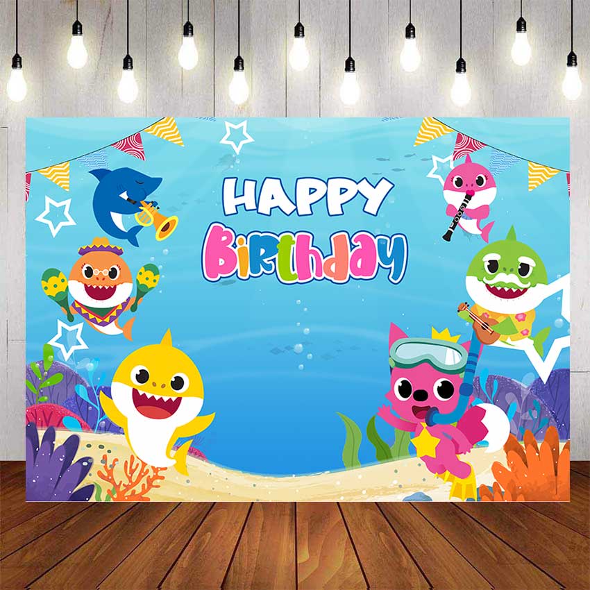 Cute Baby Shark Backdrop For Photography Baby Shower Kids Under the Sea  Blue Background Birthday Party Decor Custom Name Photo | Shopee Malaysia