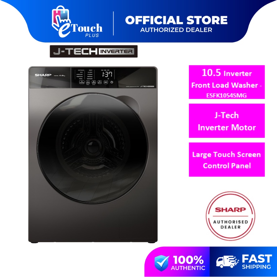 Sharp 10.5kg Inverter Front Loading Washer ESFK1054SMG mesin basuh ...