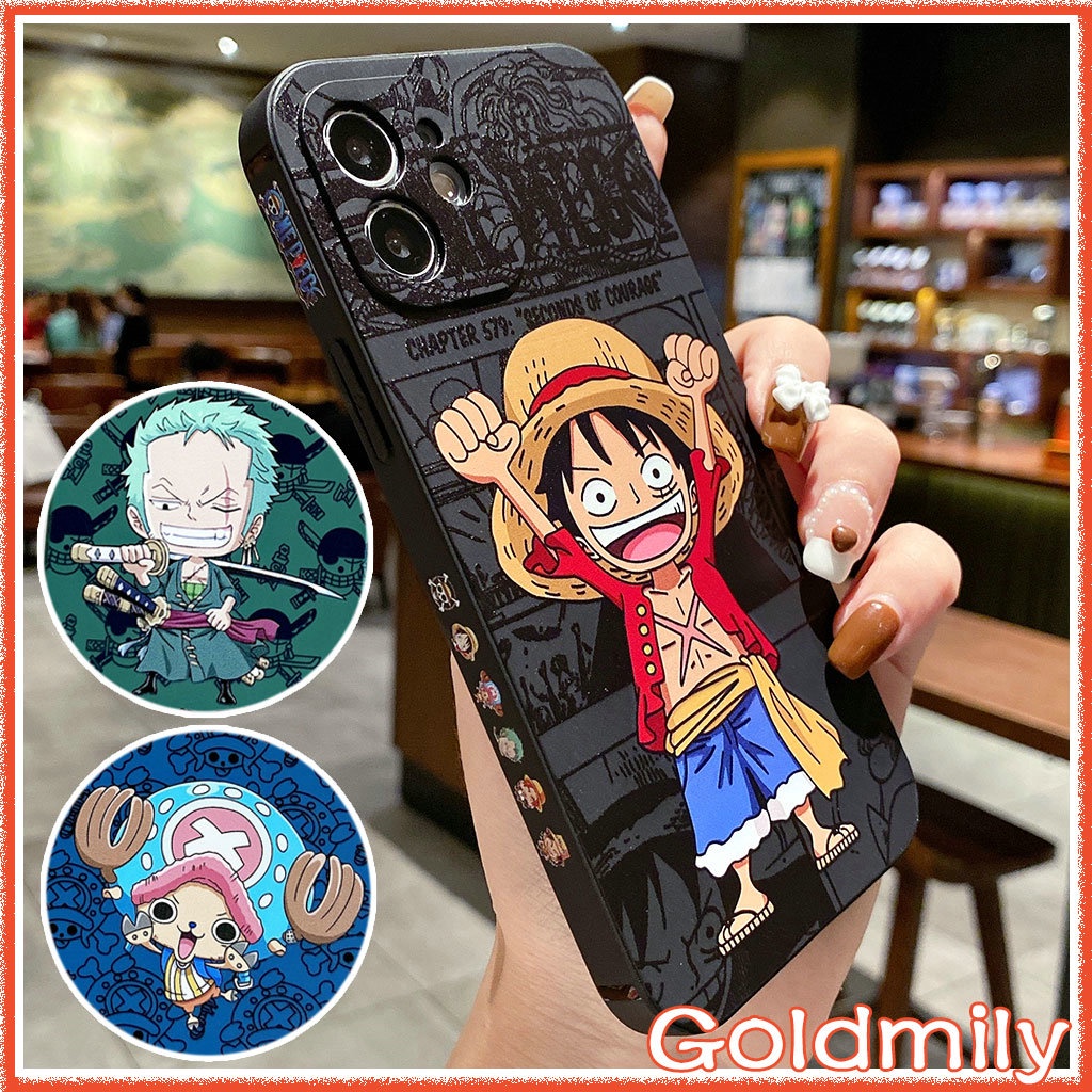 One Piece Luffy Iphone Side Stripes Square Edge Silicone Case For Apple Iphone 13 Pro Max Iphone11 Black 7 Plus Xr Iphone 13 6s Plus X Se 6 8 I11