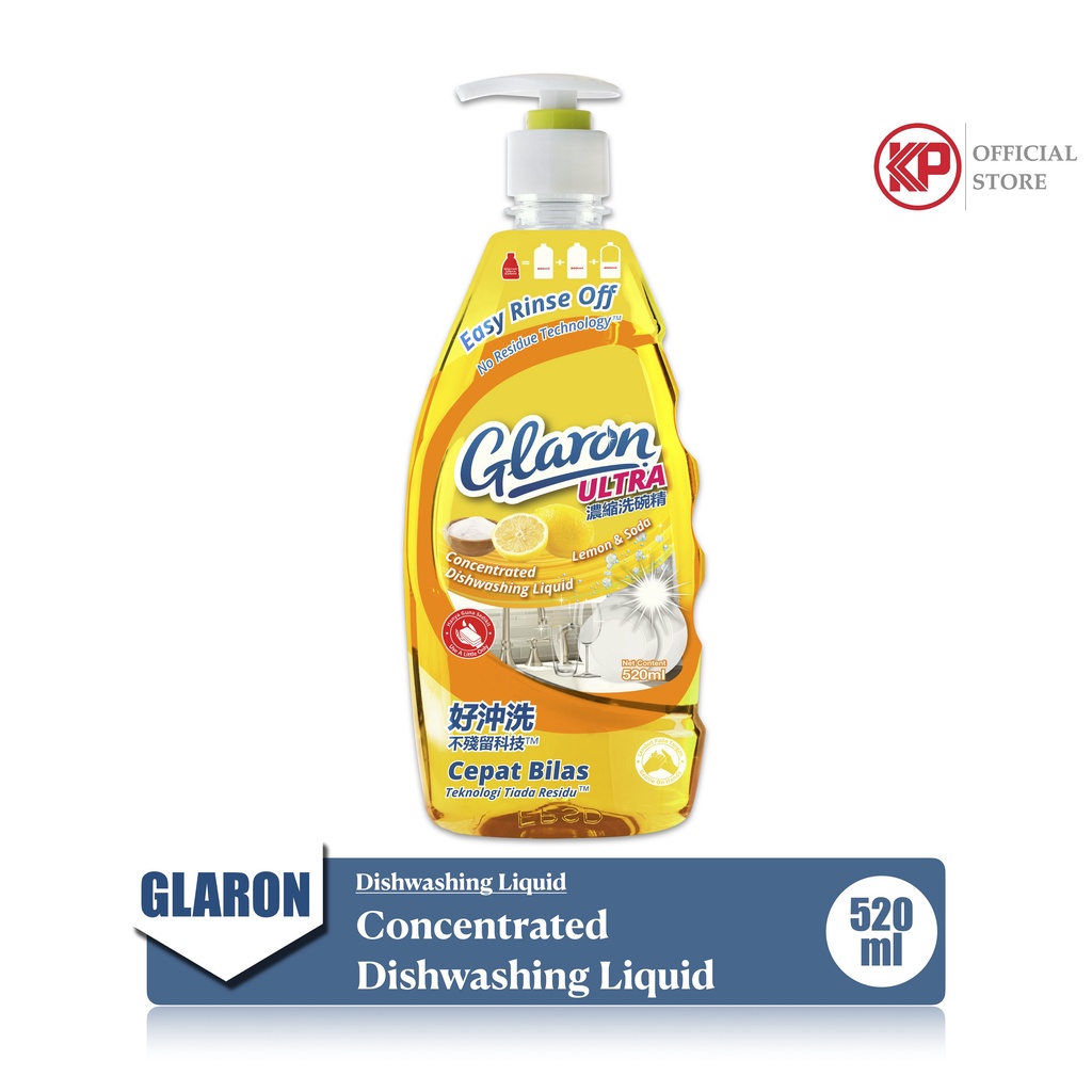 GLARON ULTRA CONCENTRATED DISHWASHING LIQUID 520ML (LEMON & SODA FLAVOR