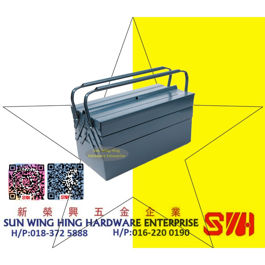 (Doublehandle)Tool Box / ToolBox Metal Cantilever 3 Tiers 5 Trays Steel Tool Box Tool Storage