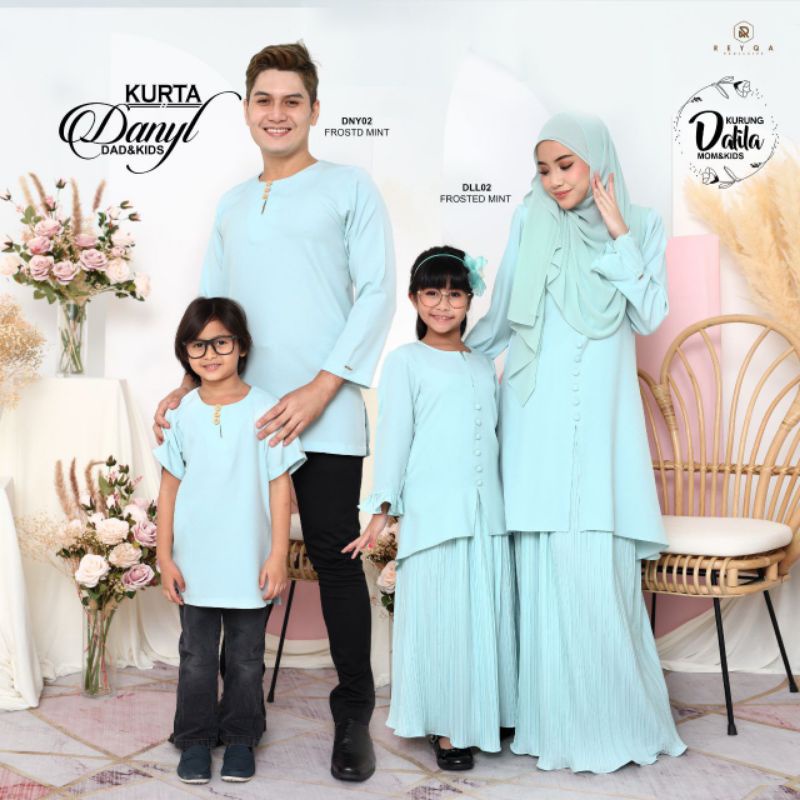 BAJU KURUNG MUSLIMAH FROSTED MINT GREEN KURUNG SULAM BAJU MELAYU SET