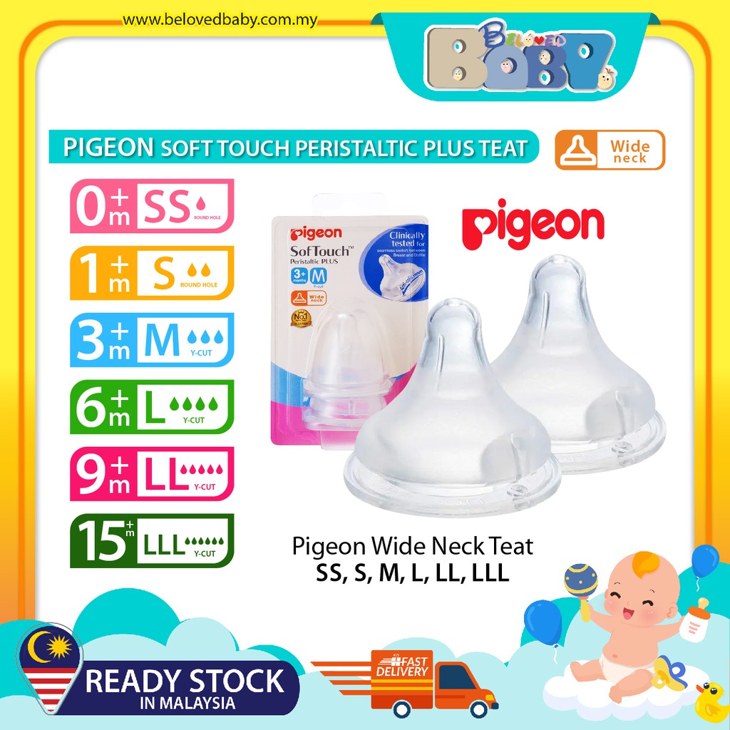 Pigeon Softouch Peristaltic Plus Wide Neck Teat/Nipple (SS, S, M, L, LL, LLL) Shopee Malaysia