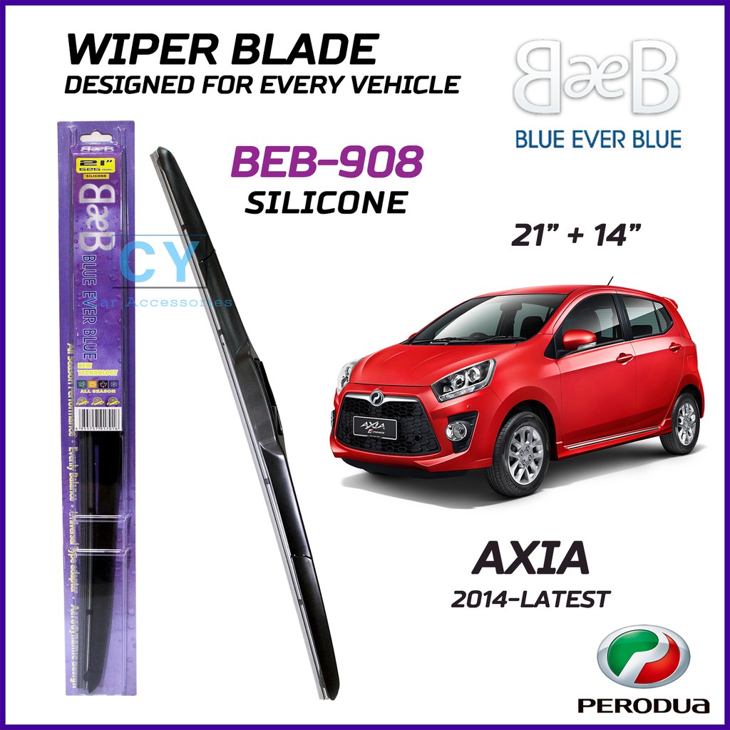 Beb Silicone Wiper Blades 21 14 Set For Perodua Axia 2014 Latest With Aerodynamic Design Beb 908 Shopee Malaysia