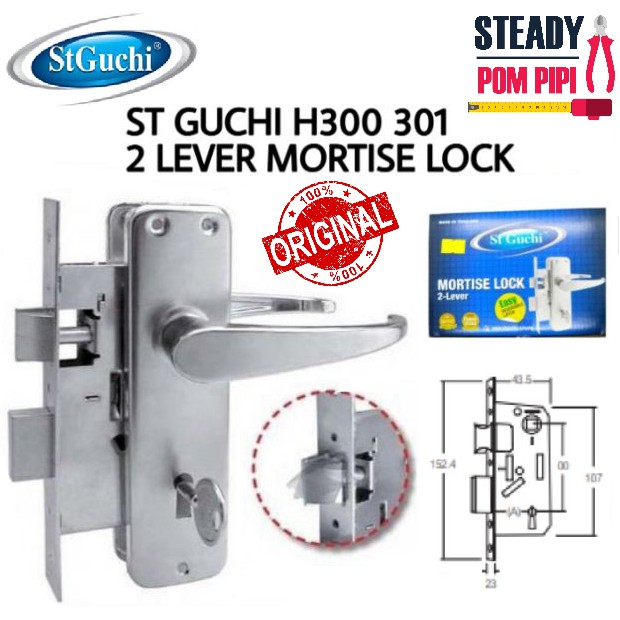 H3003 01 St Guchi 2 Lever Mortise Lockset Kunci Tombol Pintu Jenis Lama Mortise Sekolah Pakai Shopee Malaysia