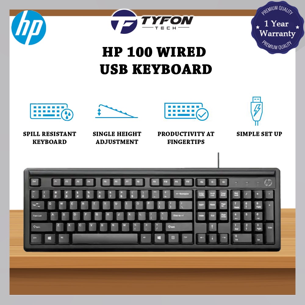HP KB100 Wired USB Keyboard (2UN30AA) Shopee Malaysia