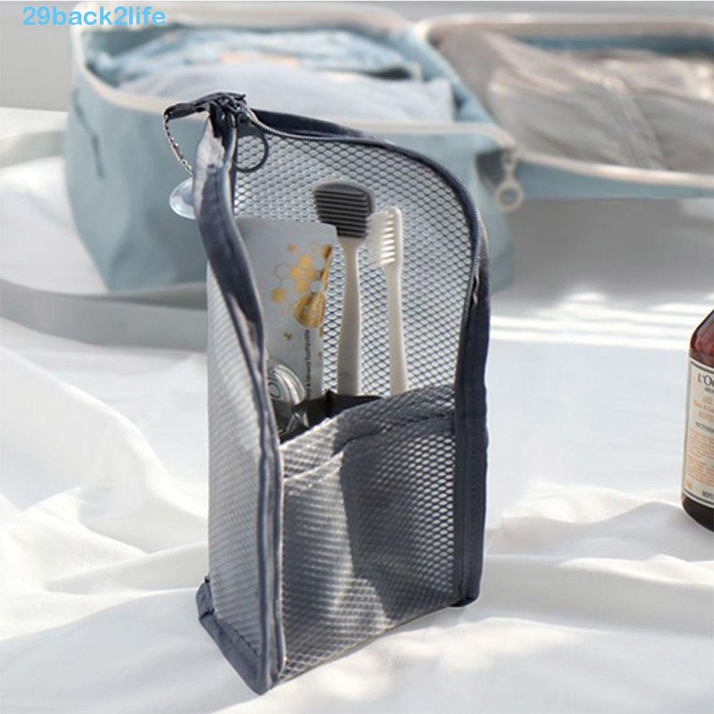 BACK2LIFE Makeup Brush Bag Portable Zipper Toothpaste Travel Toiletry Bags Toothbrush Mesh