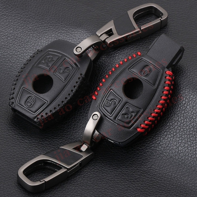 Genuine Leather Men Car Key Bag Case Cover Key Holder Chain For