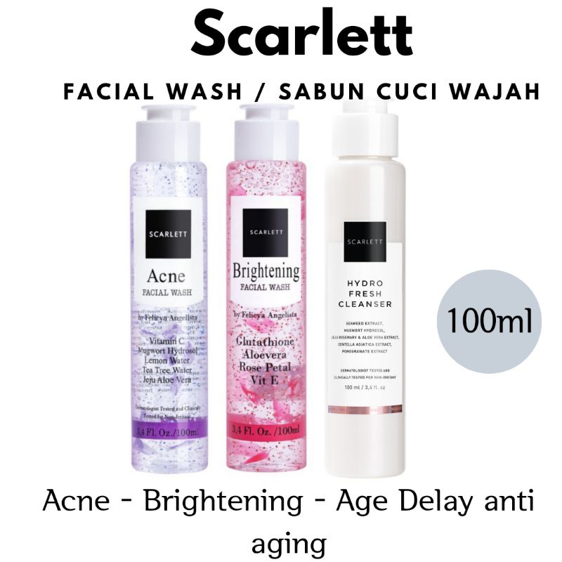 Scarlett Facial Wash Anti Aging Age Delay Acne Brightening (White