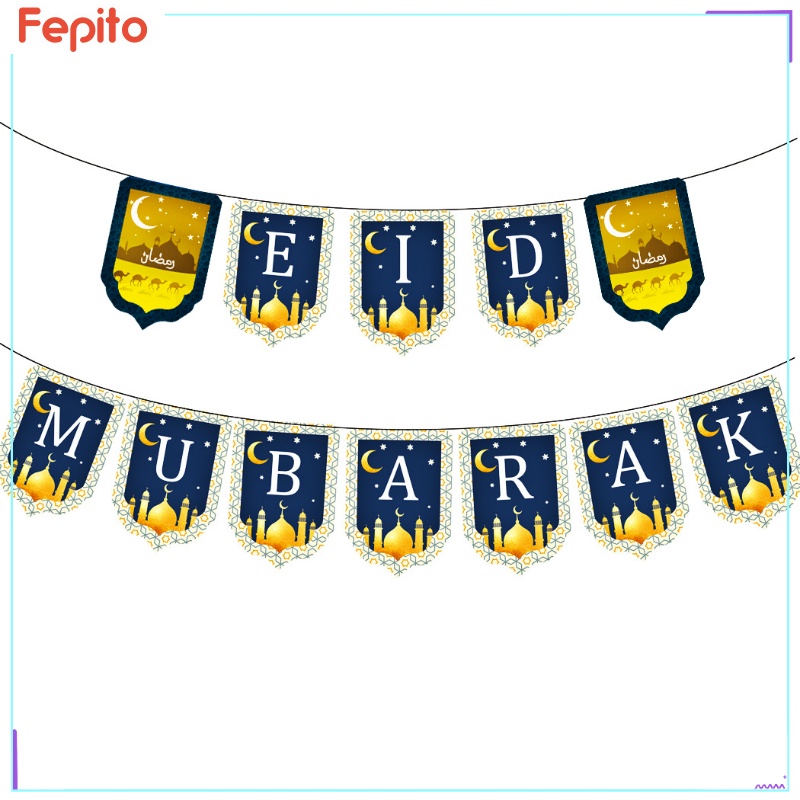 Essential Purpose Eid Mubarak Banner Pull Flag Muslim Ramadan Decoration Islamic Kad Raya Aidilfitri Hari Supplies Have - Image 2